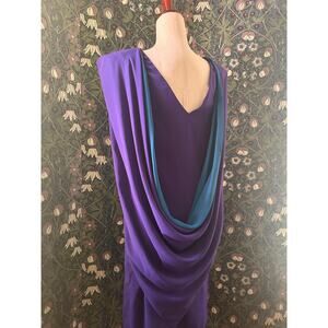 Vintage Michael Maiello Dress: Purple Cape Detail, Size 6-8